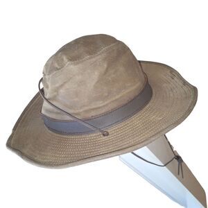 Henschel Hat Company | Elkmont Outback Hat Waxed Cotton Tan Wide Bendable Brim M